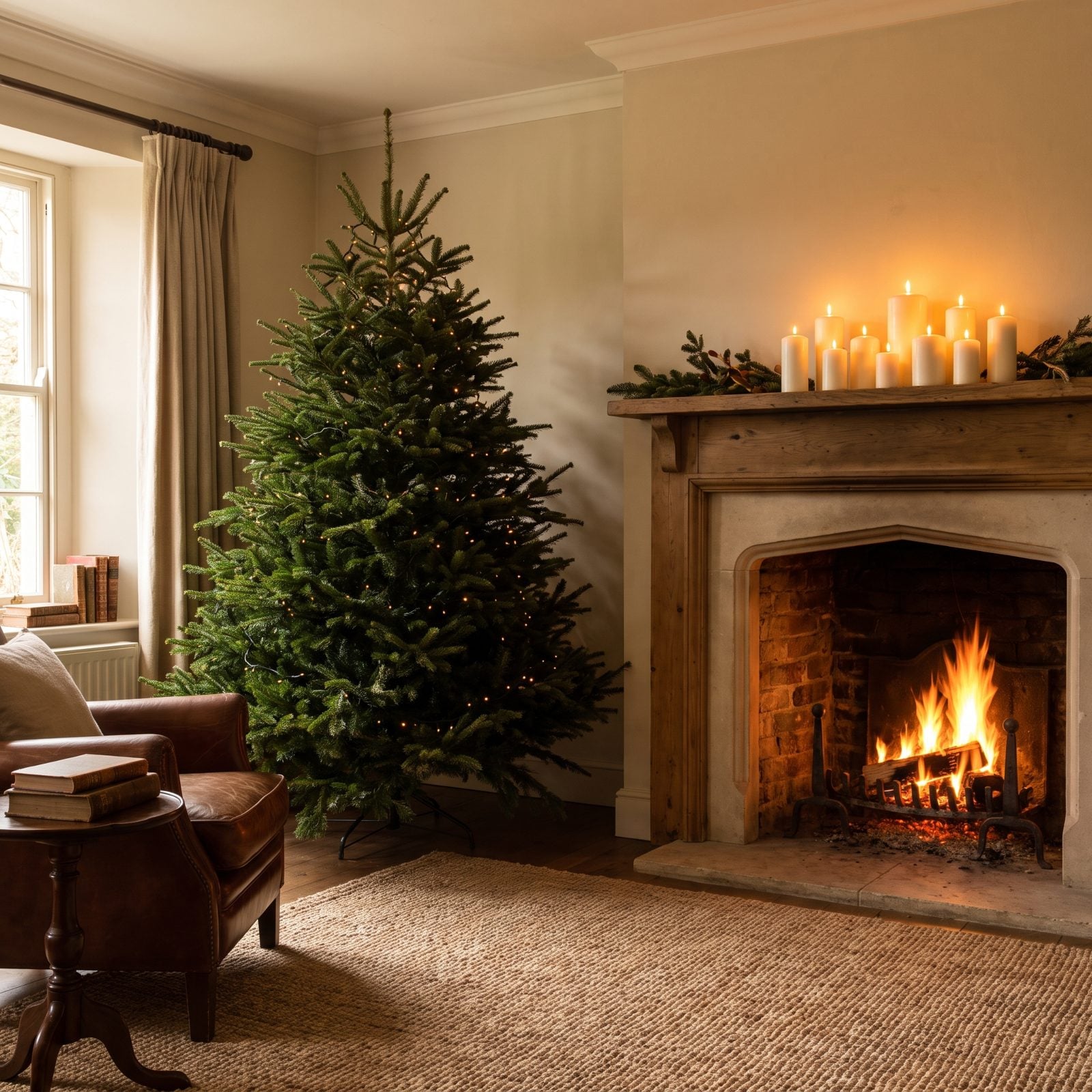 Limit Tree Lights and Intensify Mantel Candlelight