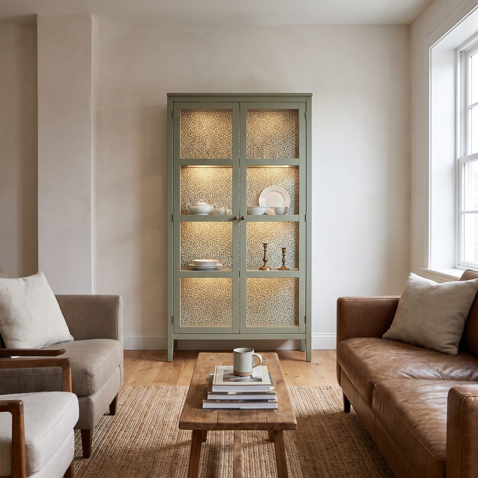 Line a Display Cabinet Back with Patterned Paper