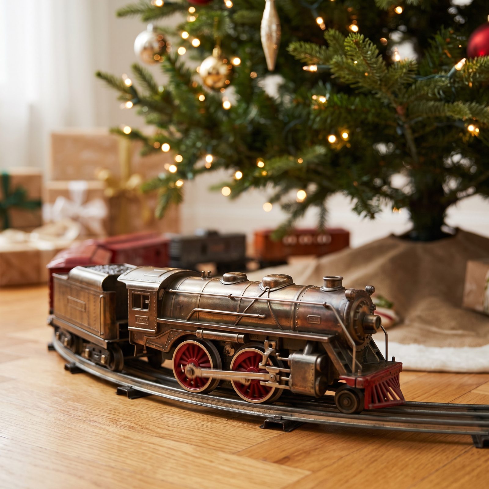 A Lionel Train Circling the Bottom of the Tree