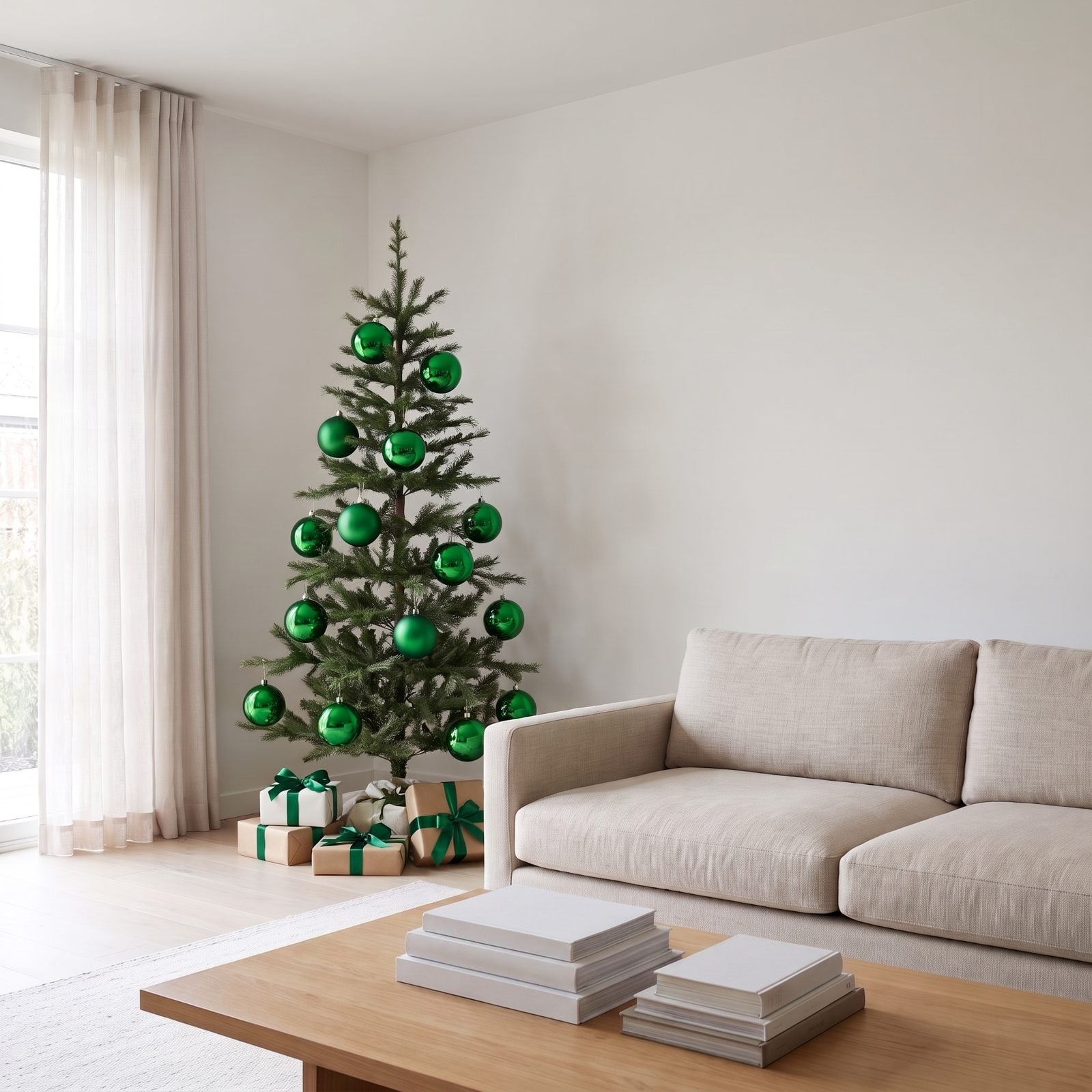 A Living Room With Every Christmas Decoration Confined to One Corner