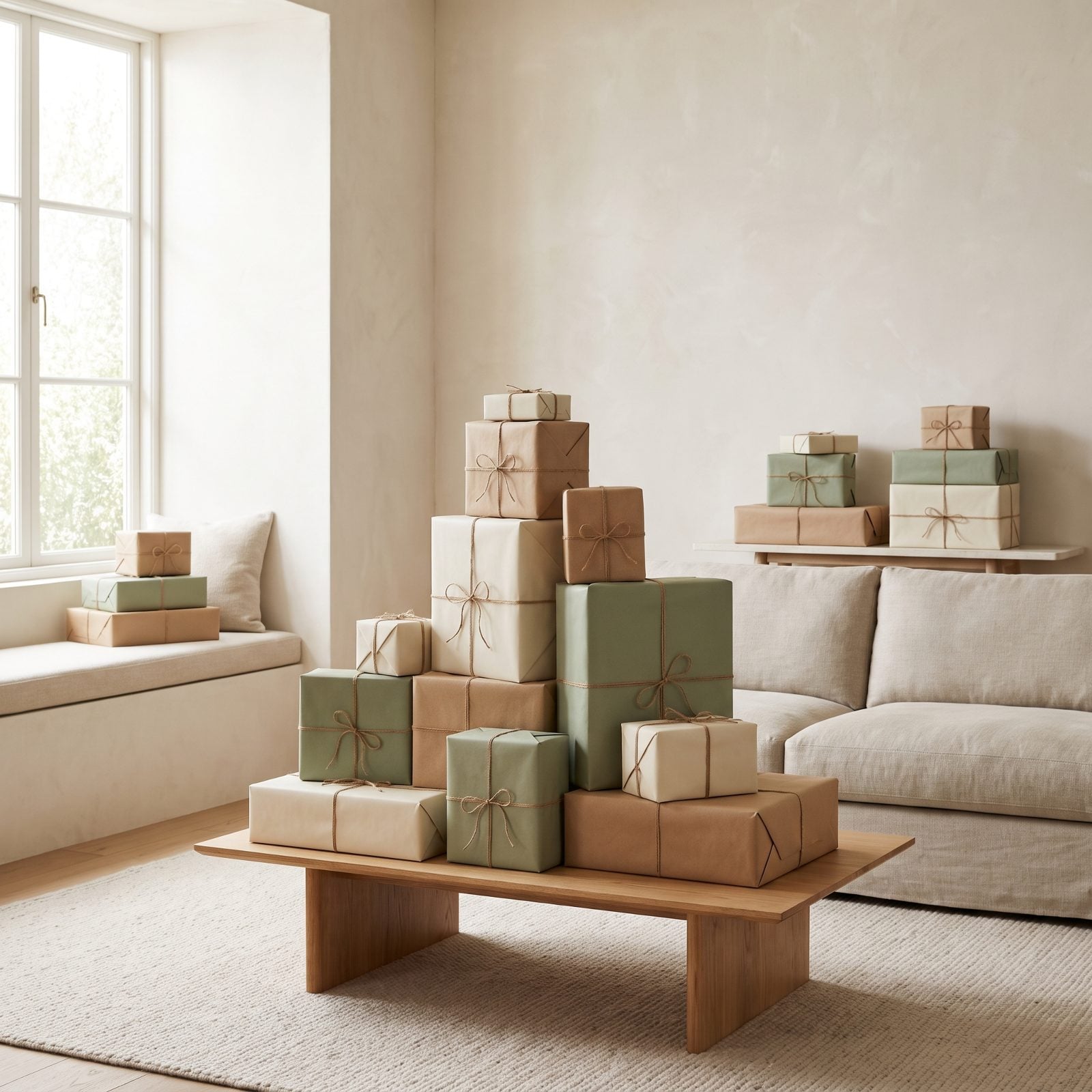 A Living Room Using Wrapped Gifts as Its Only Pattern