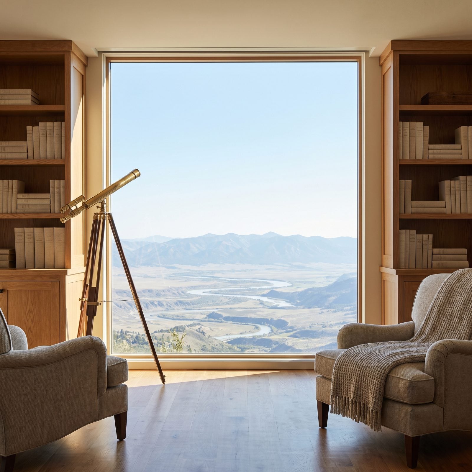A Long-Distance View Framed by a Main Window