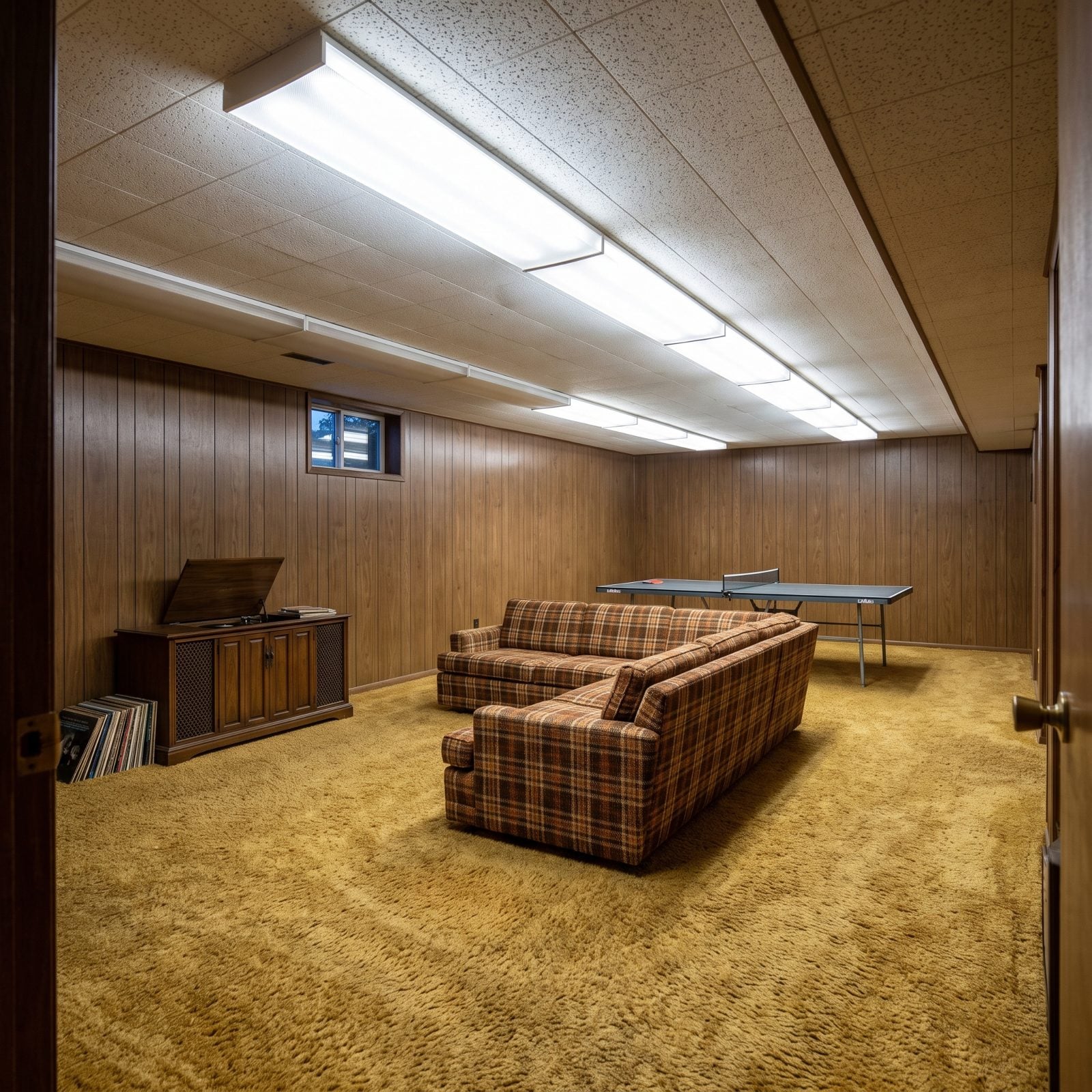 Long Fluorescent Fixtures That Lit the Entire Rec Room at Once