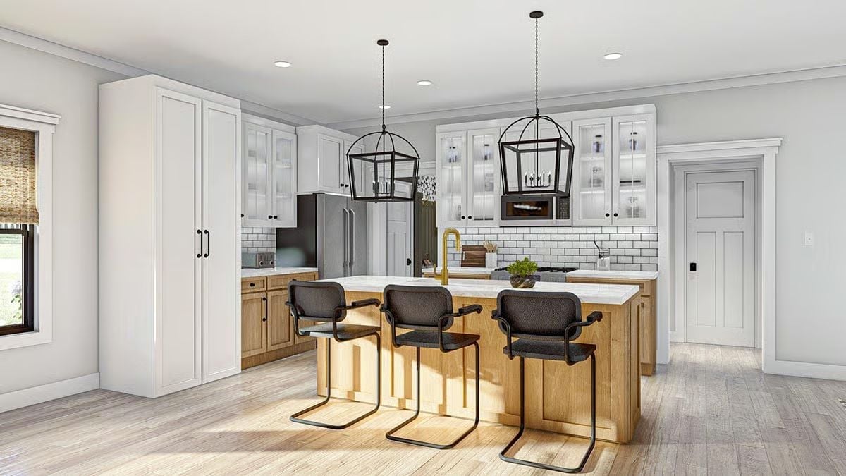 Gold Faucet, White Stone, Natural Wood — Kitchen Hierarchy Done Right