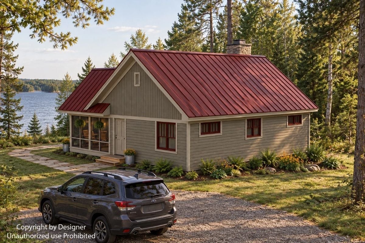 Red Metal Roof and Lake Views Make This Cottage Feel Like a Permanent Getaway