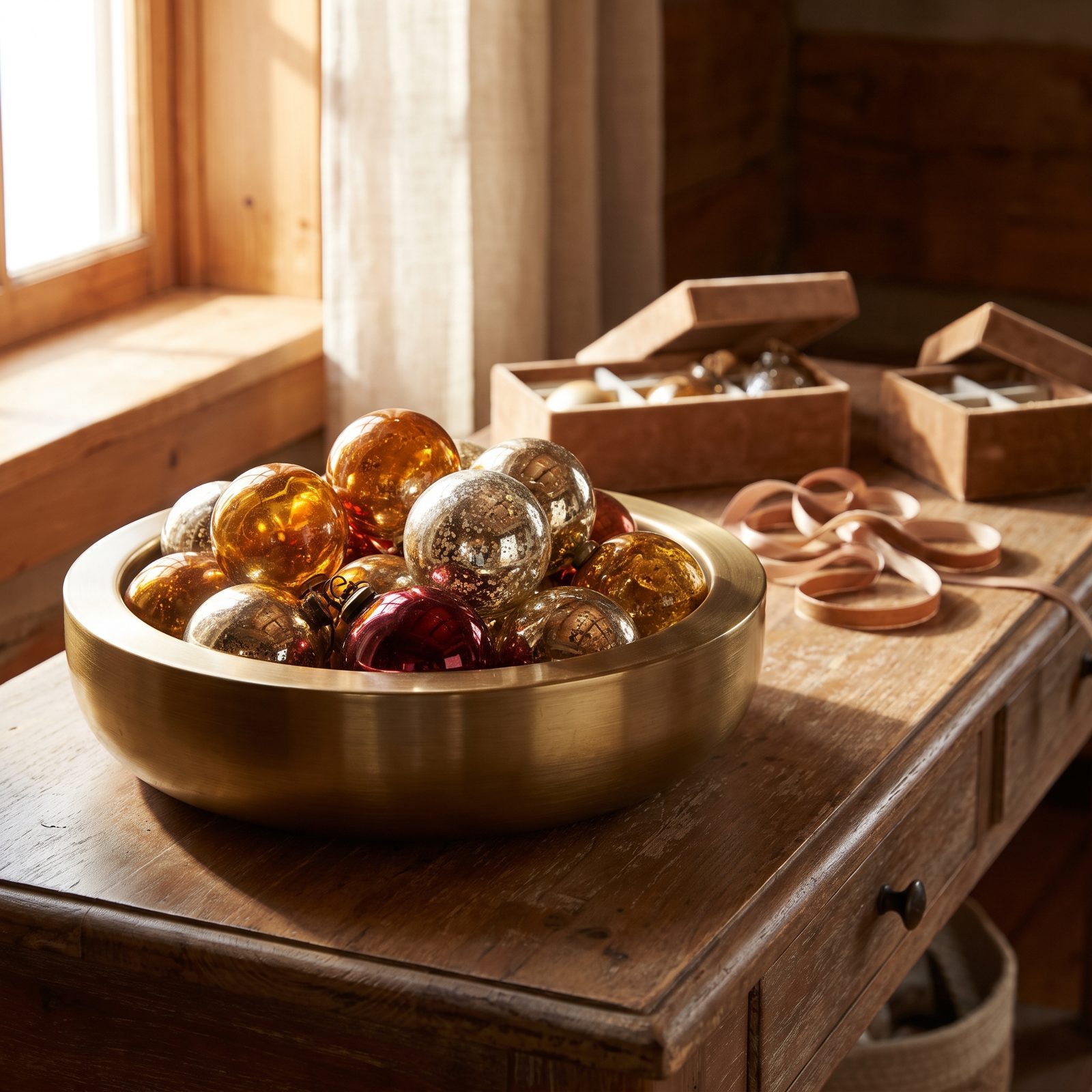 A Low Bowl of Ornaments Beats Baubles Scattered Everywhere