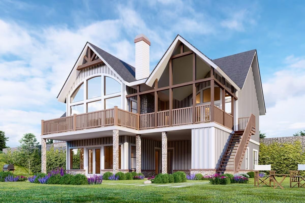 Screened Porch, Wraparound Deck, and Arched Glass Make Every Weekend Feel Like a Getaway