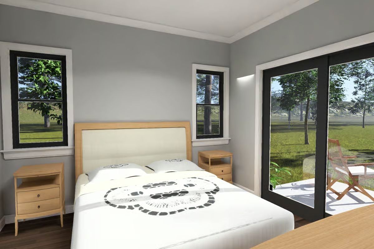Sliding Glass Doors Turn the Bedroom Into Its Own Outdoor Room