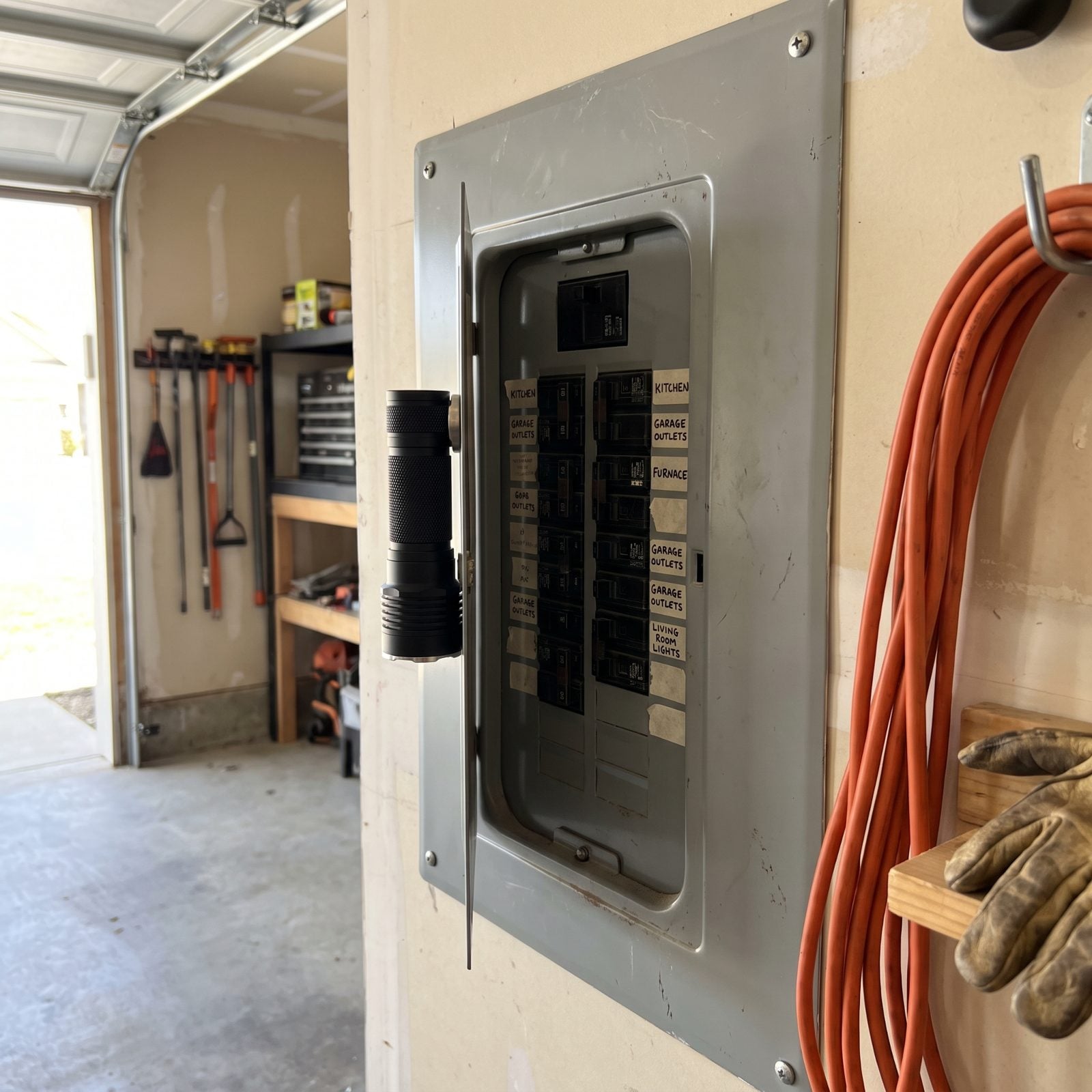 A Magnetic Flashlight Kept on the Electrical Panel
