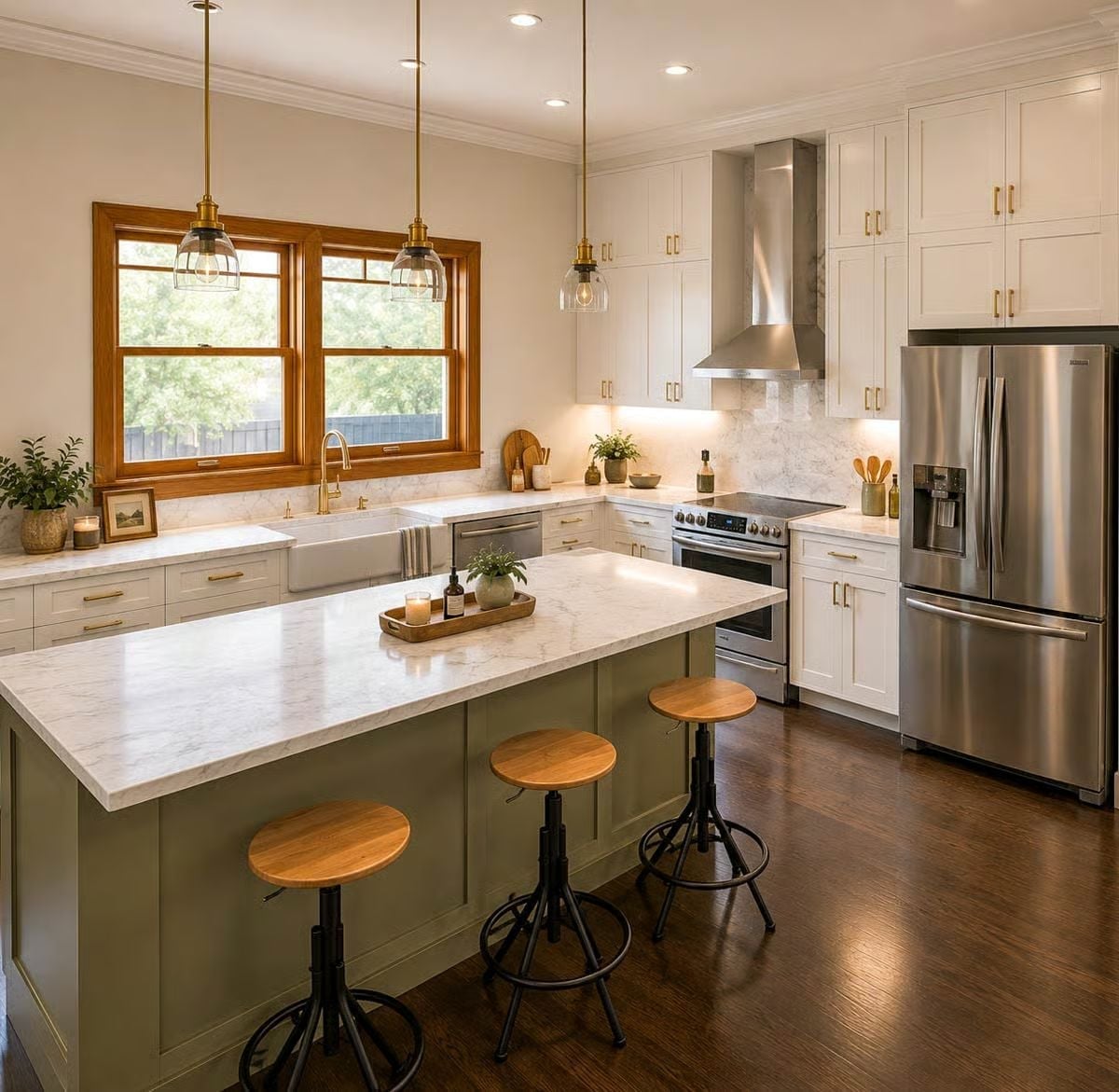 Sage Island, Brass Fixtures, and a Kitchen Built for Actual Cooking