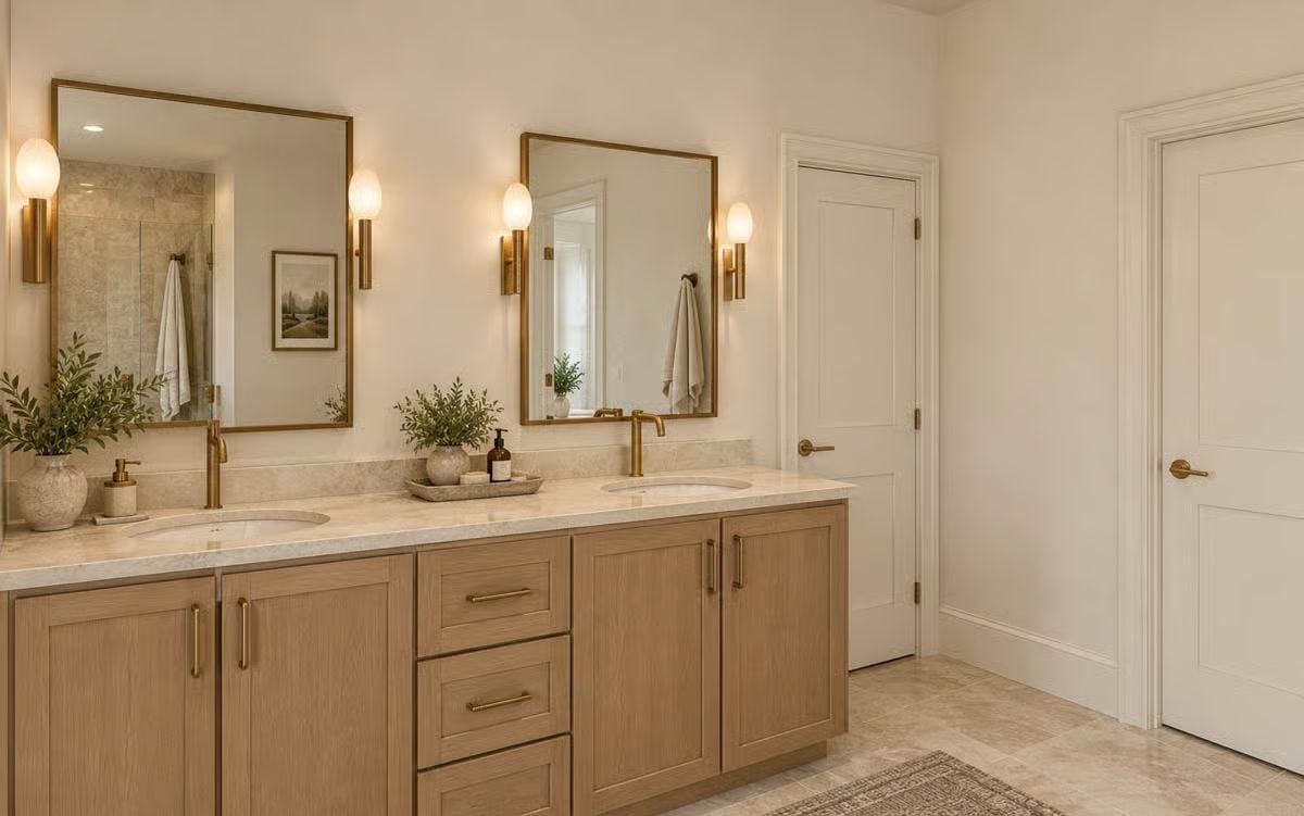 Gold Hardware and a Double Vanity That Don't Ask You to Choose Between Function and Calm