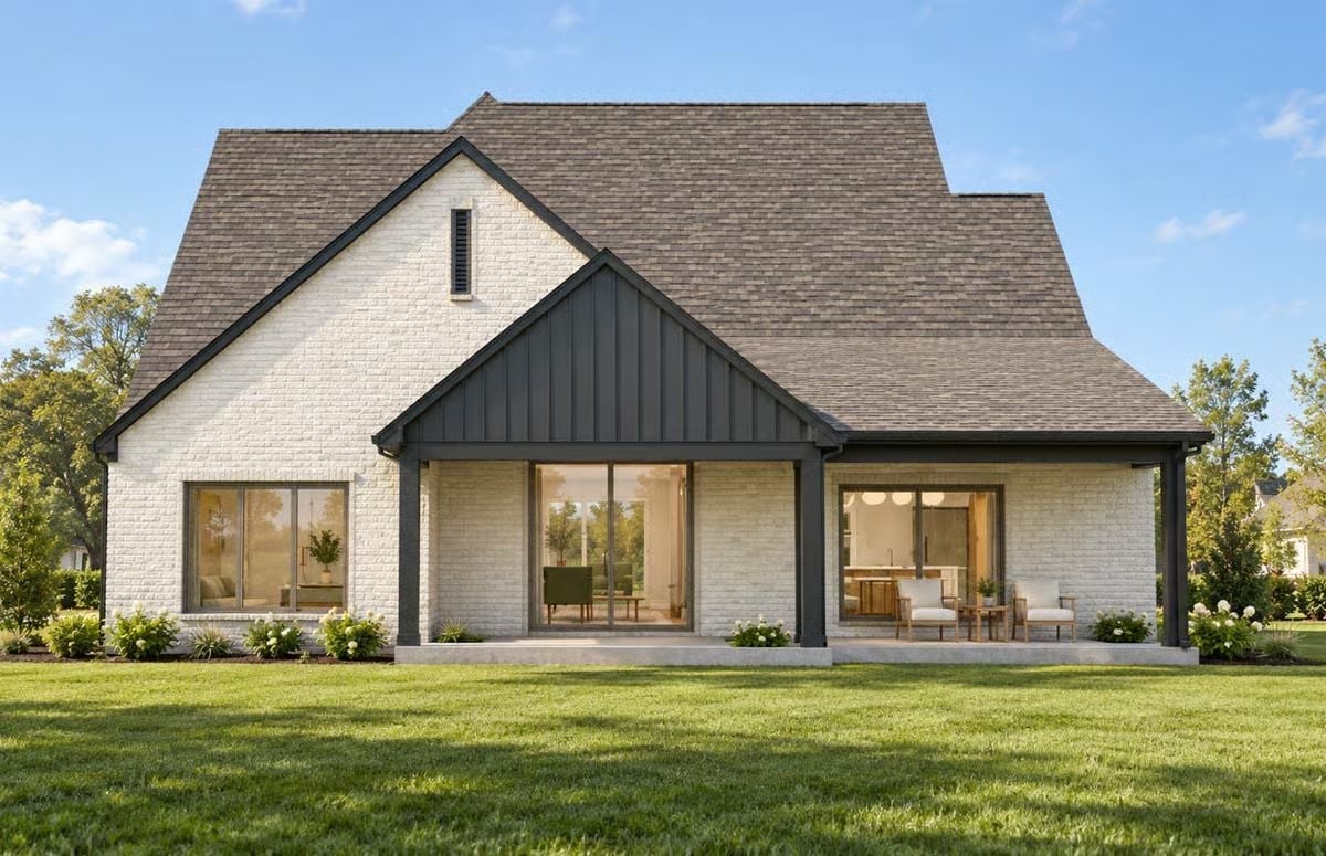 Painted Brick and Board-and-Batten Pull Off the Rear Elevation Nobody Expects