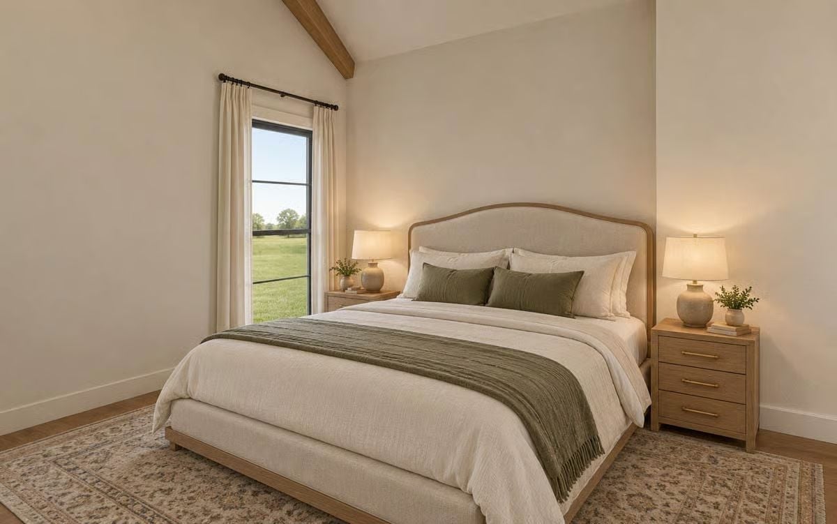 Sage Green and Natural Linen in a Guest Room That Doesn't Try Too Hard