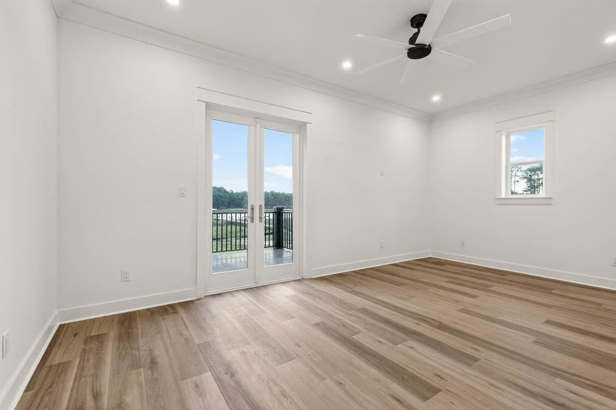 French Doors to a Balcony Rail and Trees You Don't Have to Maintain