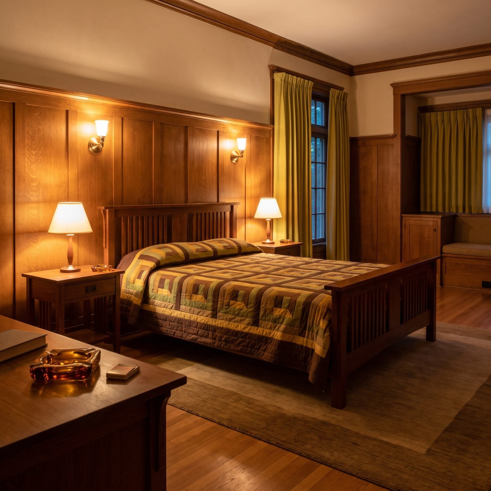 The Matching Nightstand Ashtrays on Both Sides of the Bed