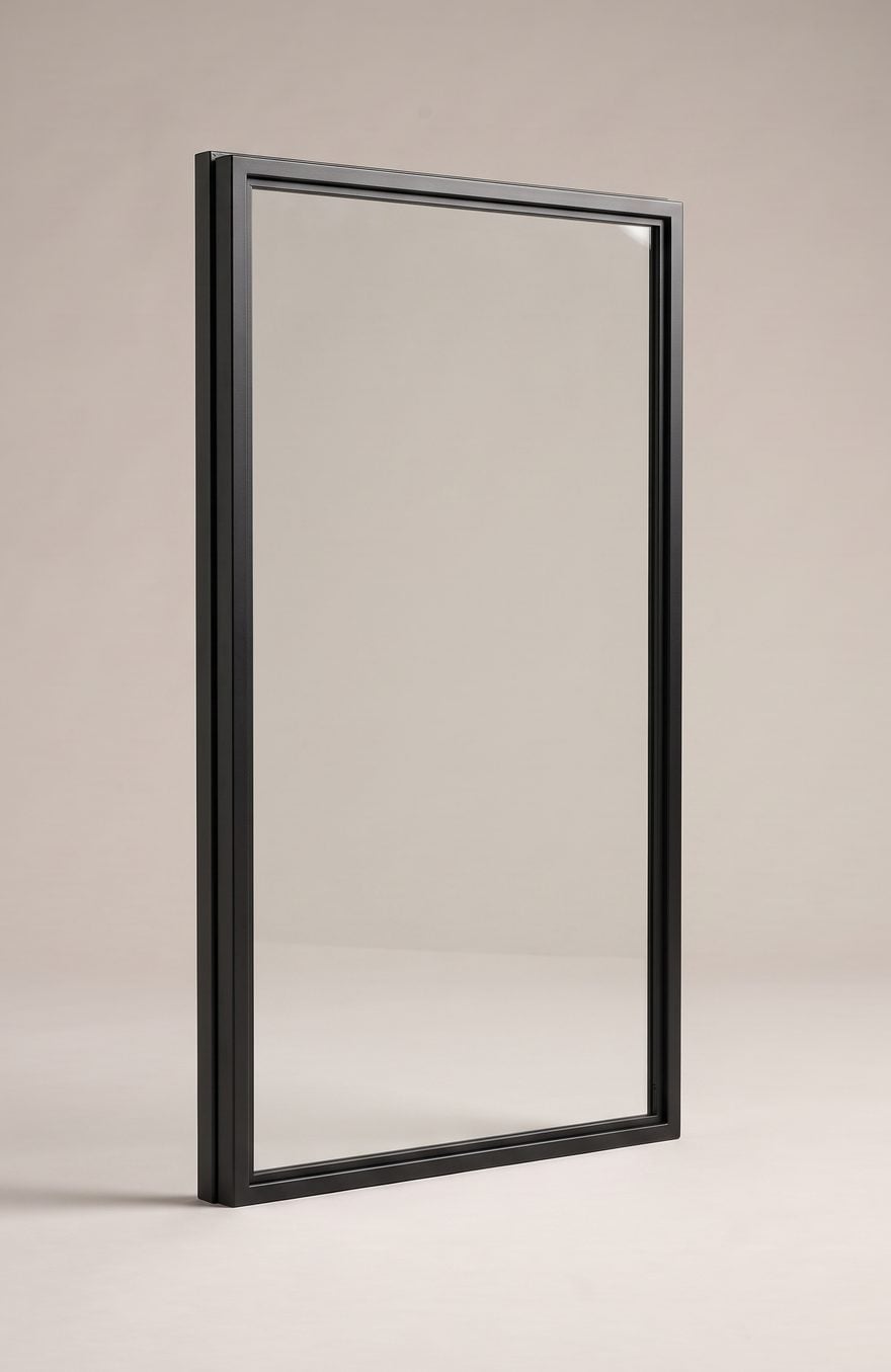 Metal-Framed Glass kitchen cabinet door illustration