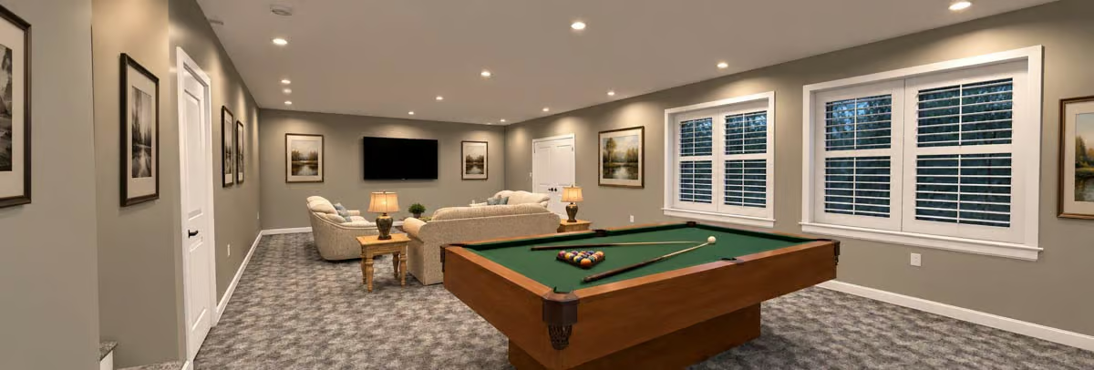 Pool Table, Recessed Cans, and a Seating Area That Still Has Room to Breathe