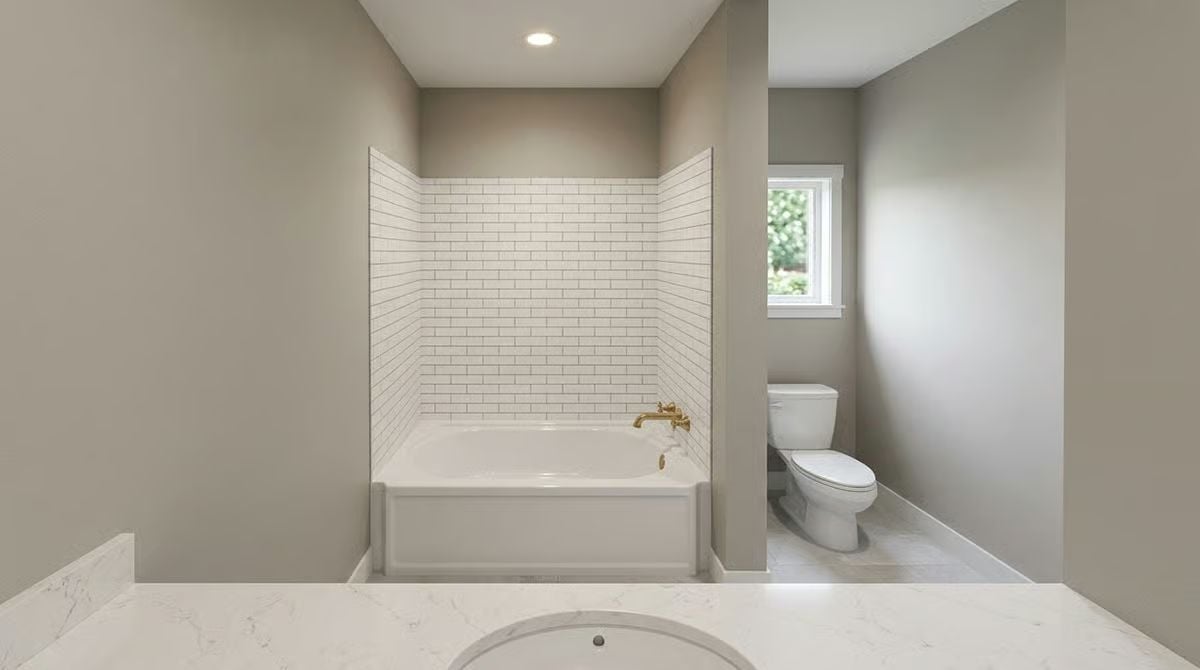 Gold Faucet, White Subway Tile, Marble Countertop — Classic Trio Done Right