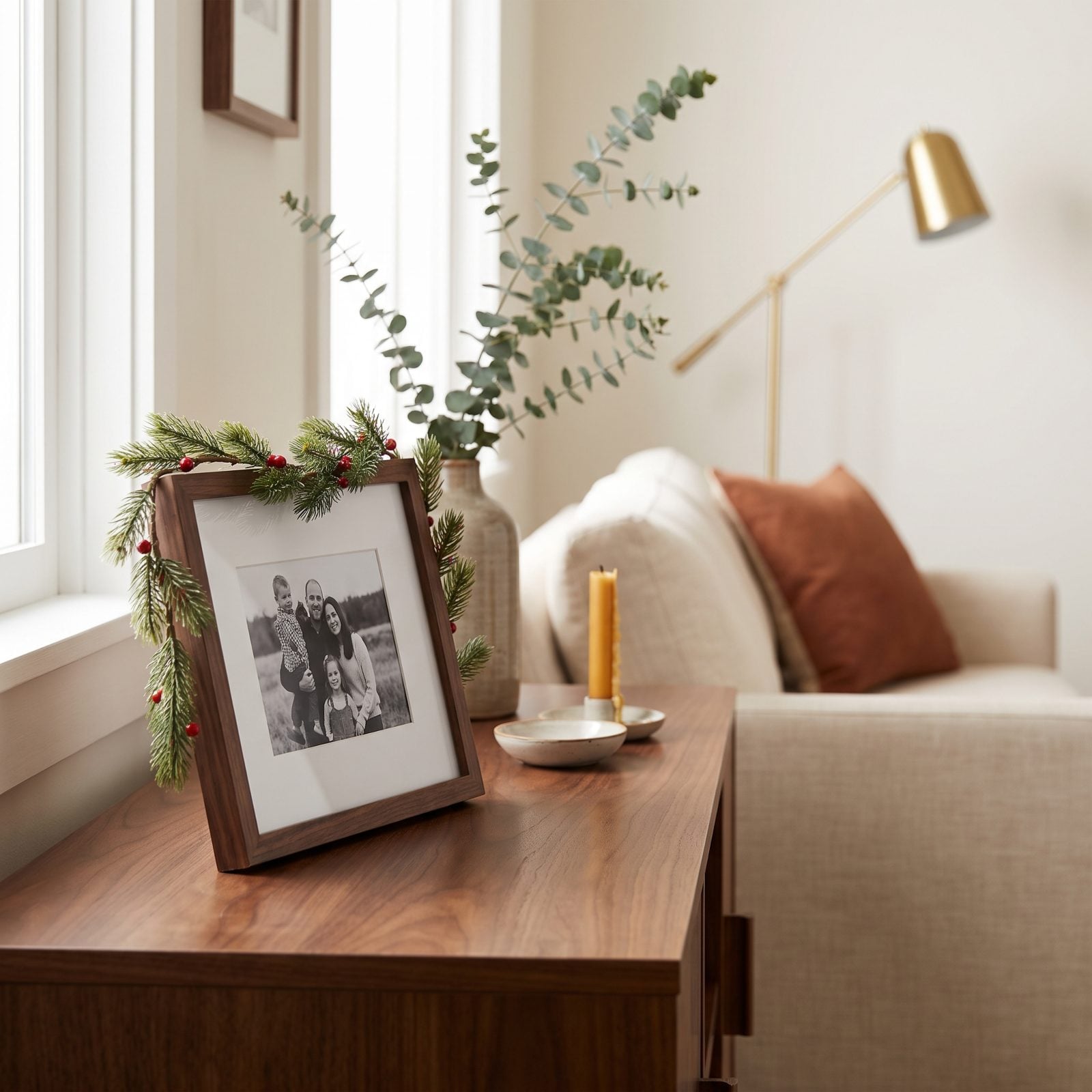 A Miniature Garland Edging a Framed Photograph
