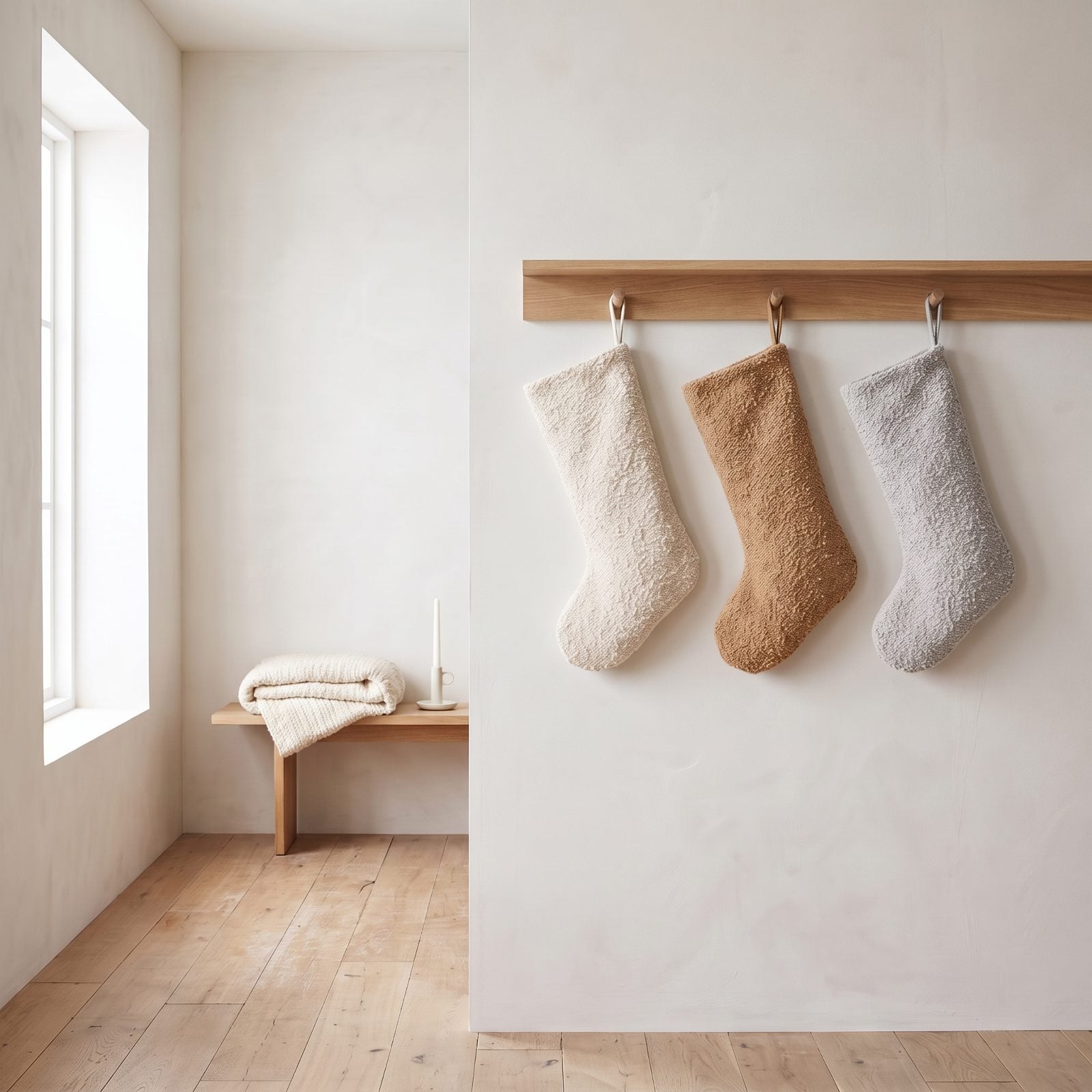 A Minimalist Room Warmed by Bouclé Stockings