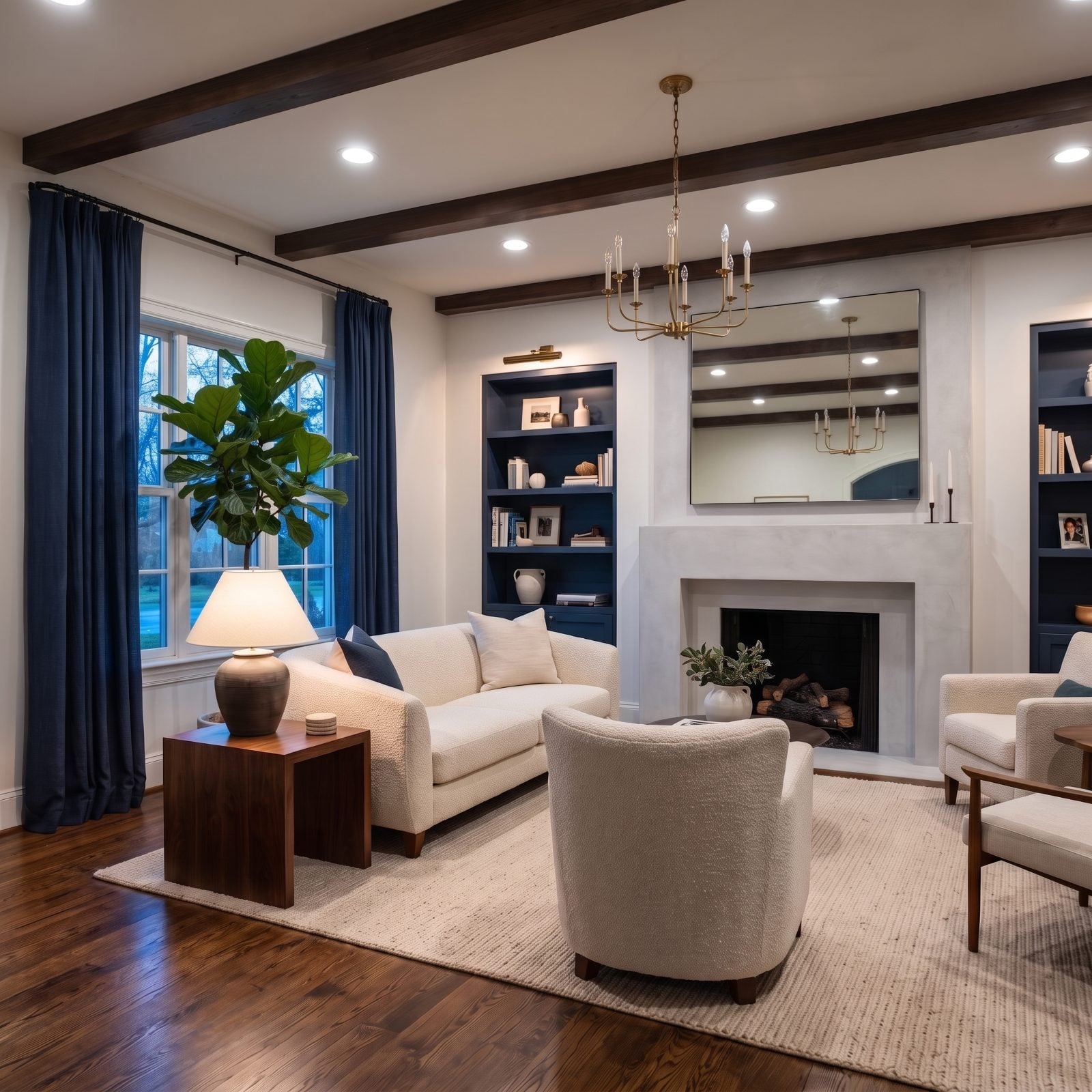 The Mirror Reflecting Recessed Lights as Harsh White Dots