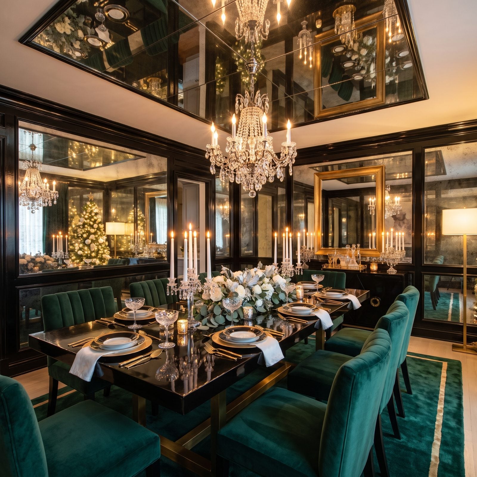 Mirrored Ceiling, Candlelight, and Full Hollywood Glam at Christmas