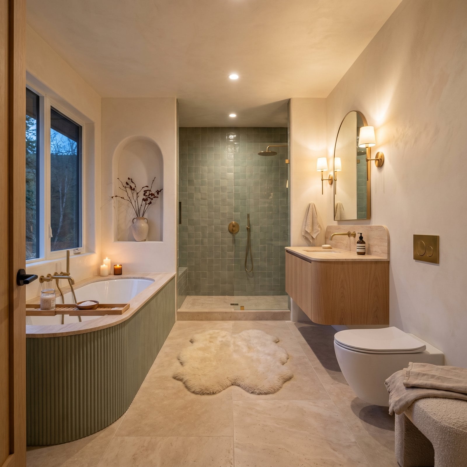Modern Organic Curves in Limewash, Oak and Sage