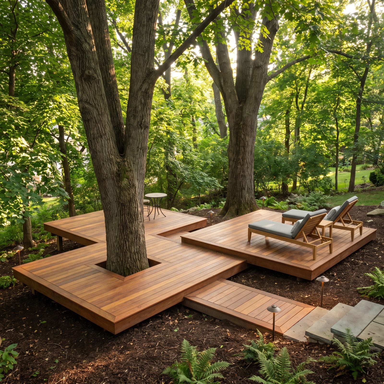 Modular Deck Platforms Floating Between the Trees