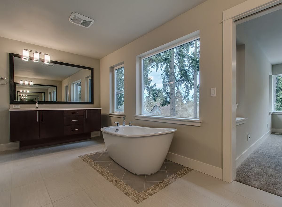 Freestanding Tub Centered on a View You Don't Have to Earn