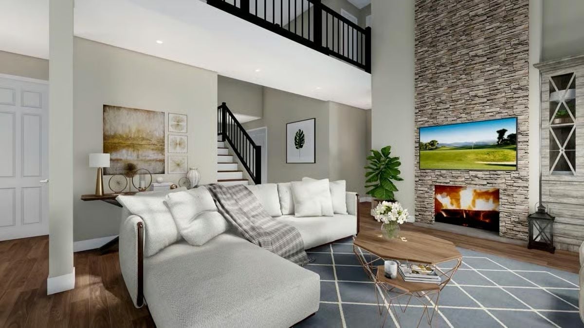 Floor-to-Ceiling Stone and a Fireplace That Actually Earns Its Wall Space