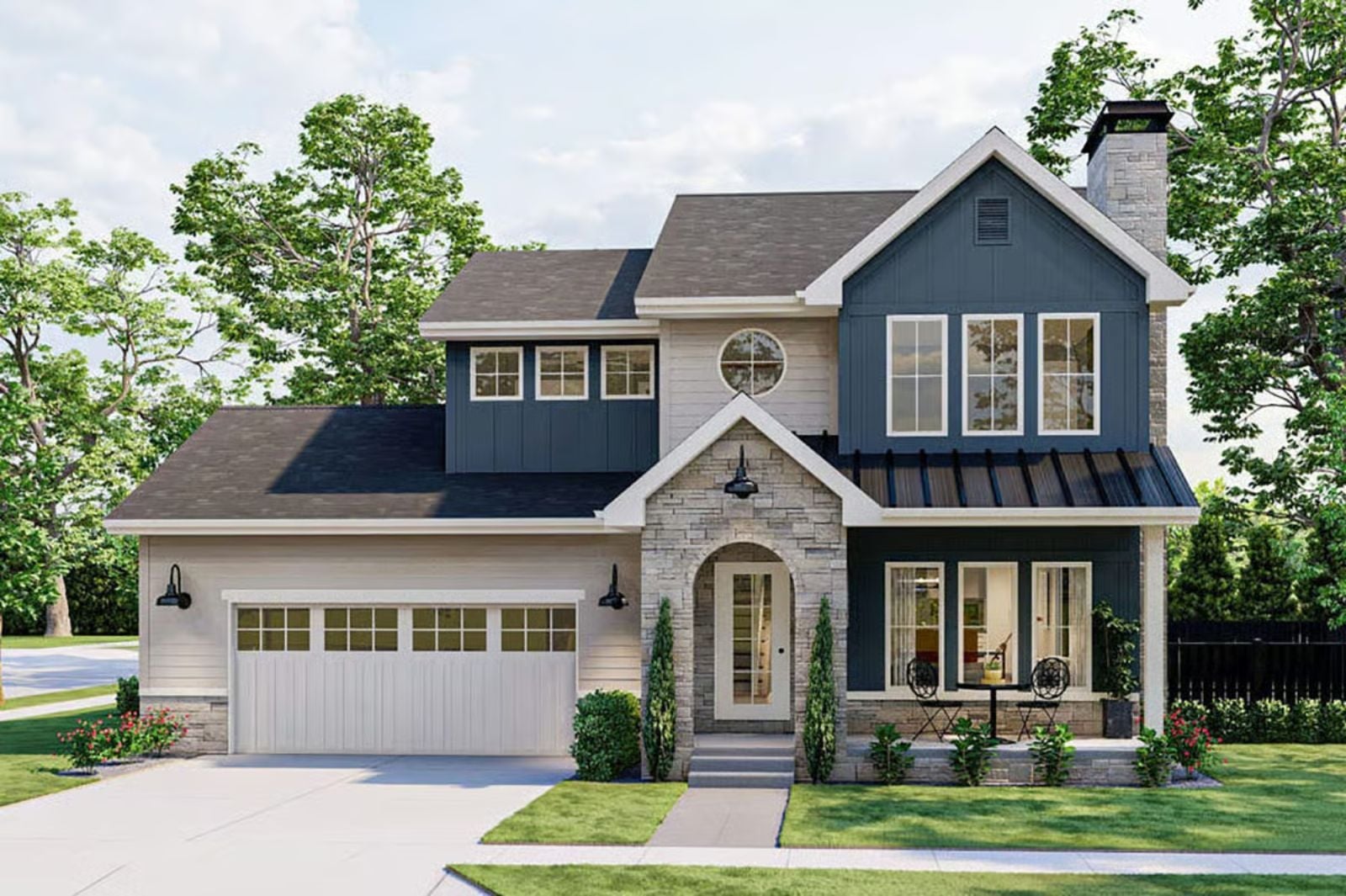 Moonwindow 3-Bedroom New American with Covered Patio Designed for Families Who Outgrew Their Starter Home Three Years Ago (Floor Plan)