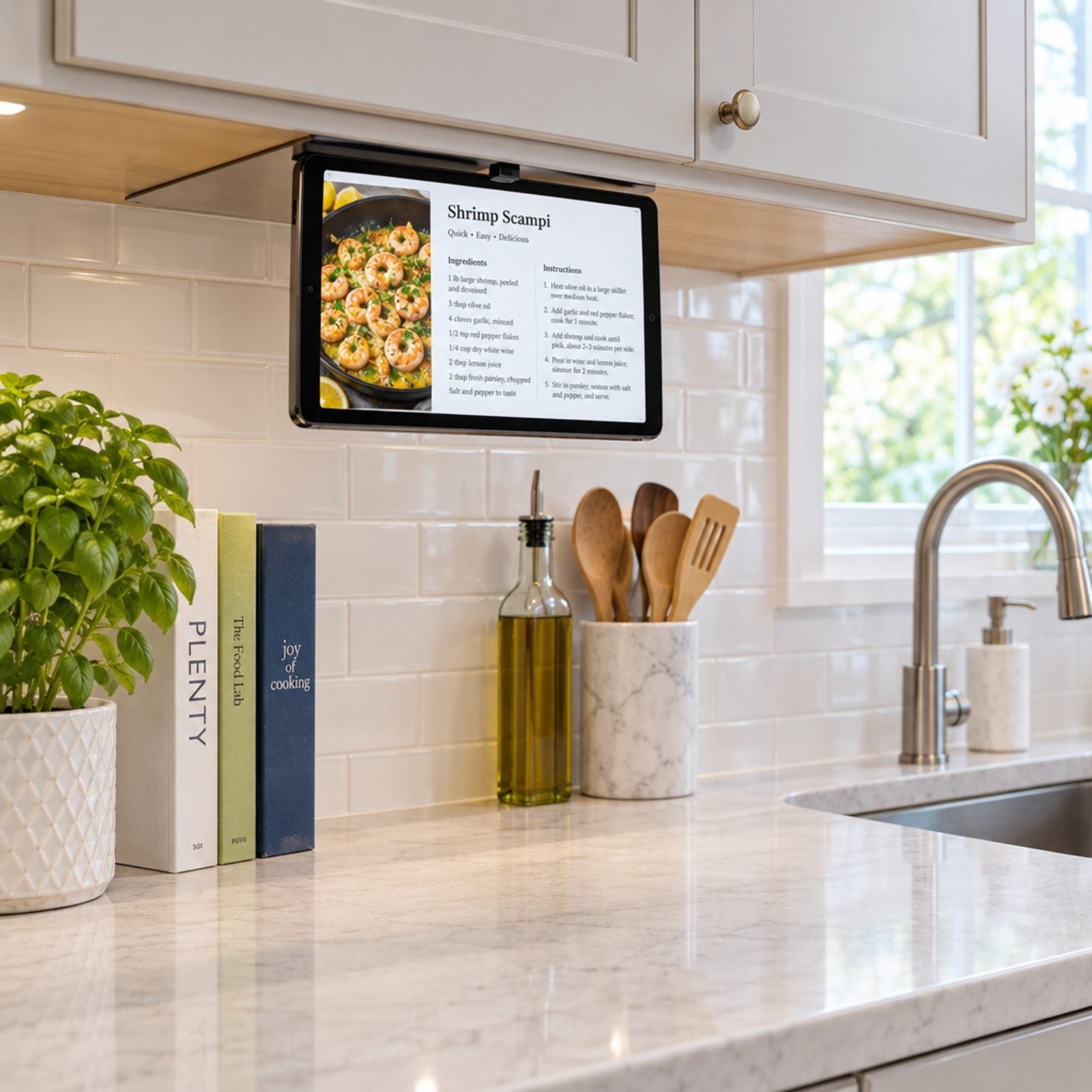 Mount the Recipe Tablet Under an Upper Cabinet