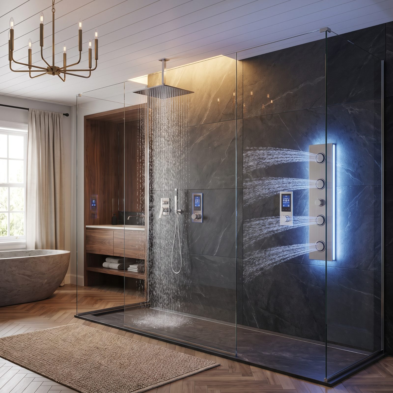 Multiple Shower Outlets With Individual Controls