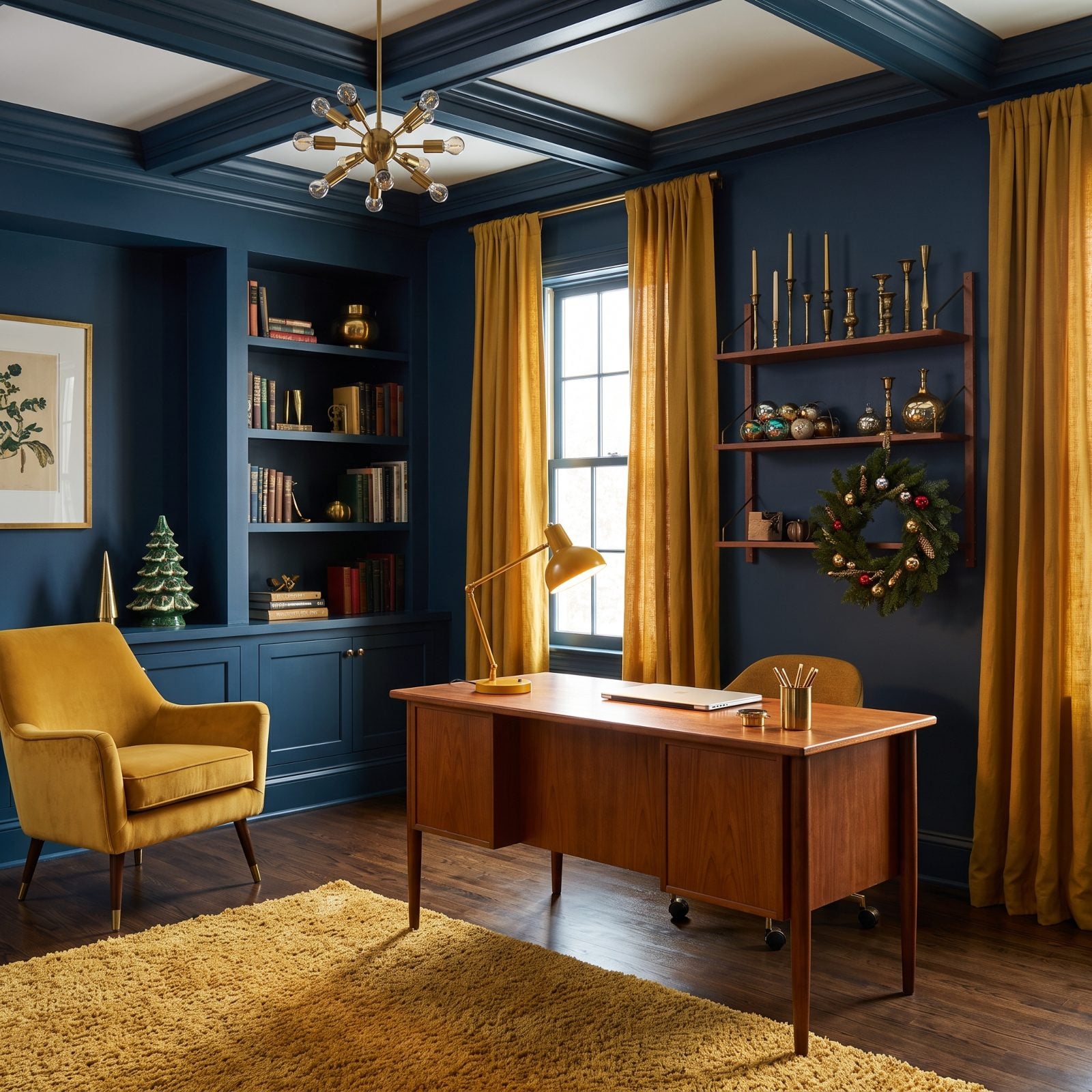 Mustard Yellow and Ink Blue: A Mid-Century Christmas Study