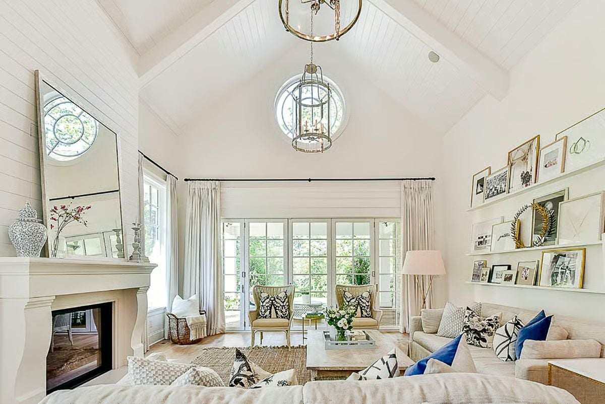 Vaulted Shiplap Ceilings and a Round Window That Earns Its Keep