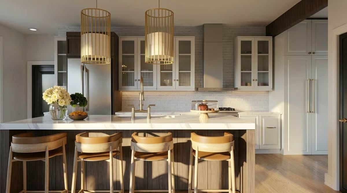 Gold Cage Pendants and a Marble Island That Actually Earns the Attention