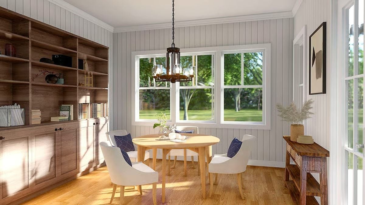 Shiplap Walls, Built-Ins, and a Round Table That Earns Its Place
