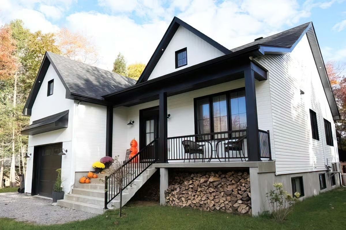 Black Trim and Firewood Stacked Tight — Fall Has Claimed This Farmhouse