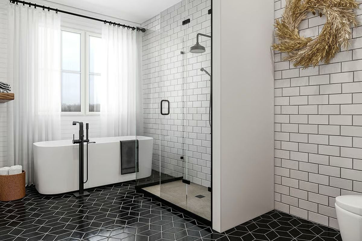 Subway Tile, Black Grout, and a Freestanding Tub That Earns Its Floor Space