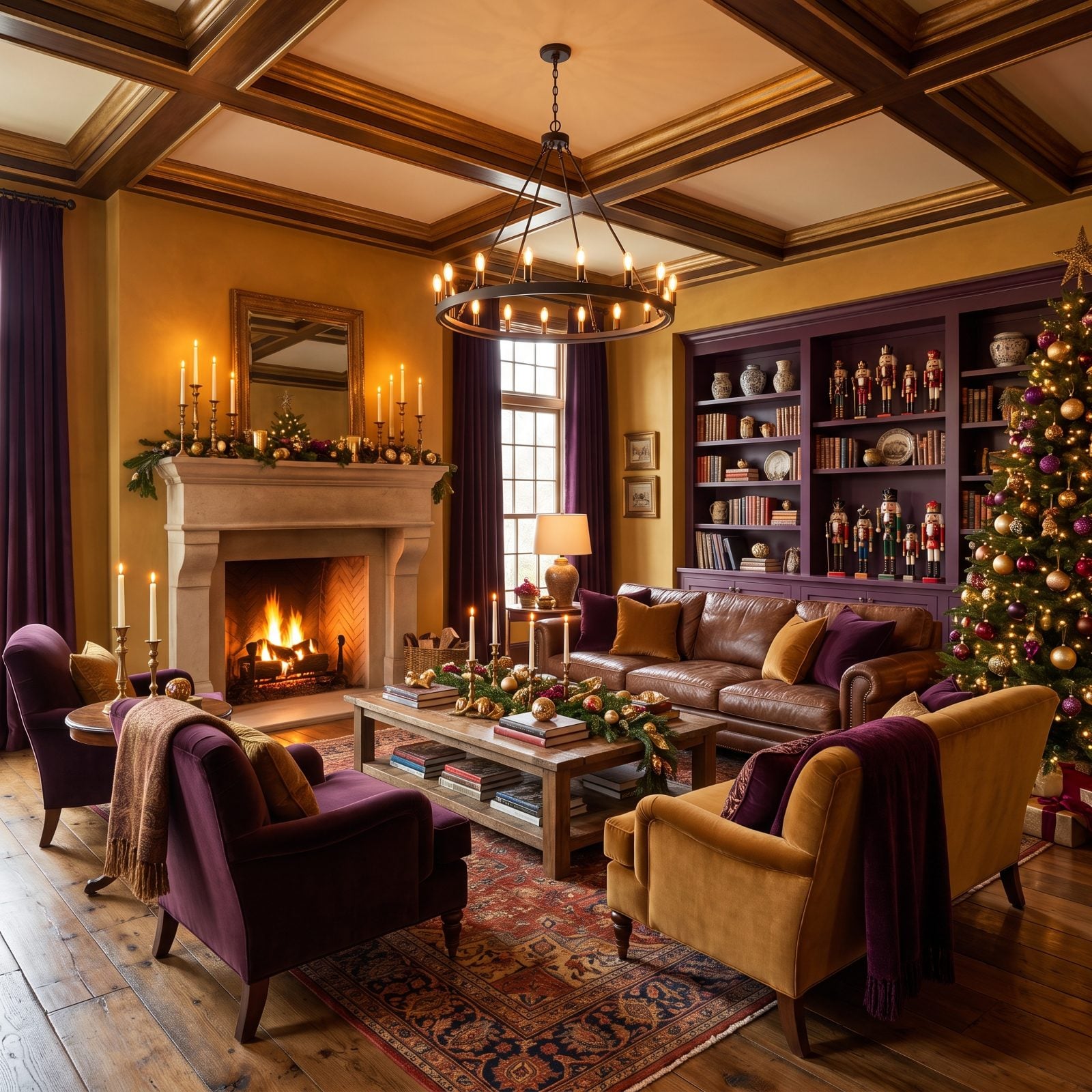 Ocher and Aubergine: A Richly Layered Christmas Great Room