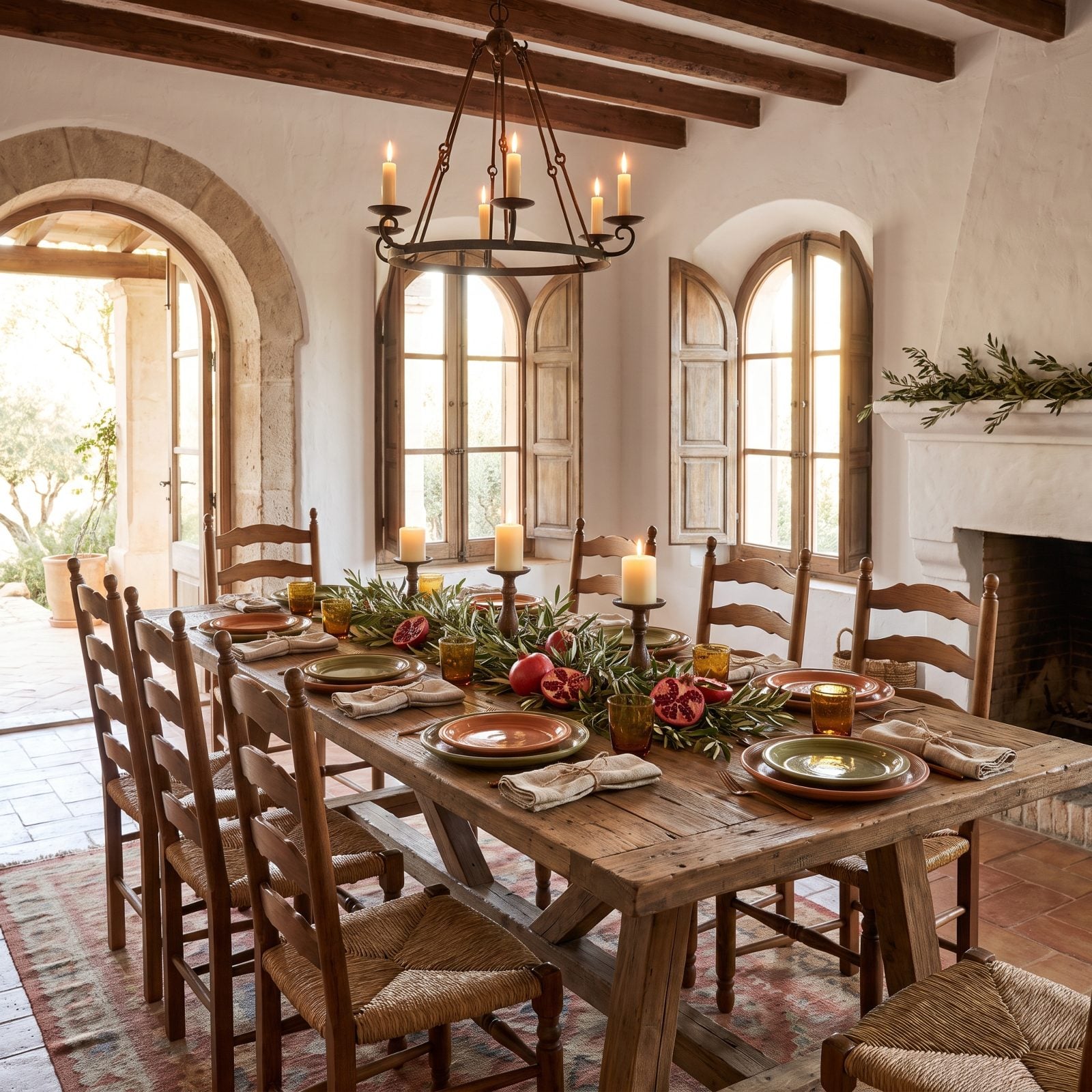Olive Branches, Pomegranates and a Sun-Washed Mediterranean Table