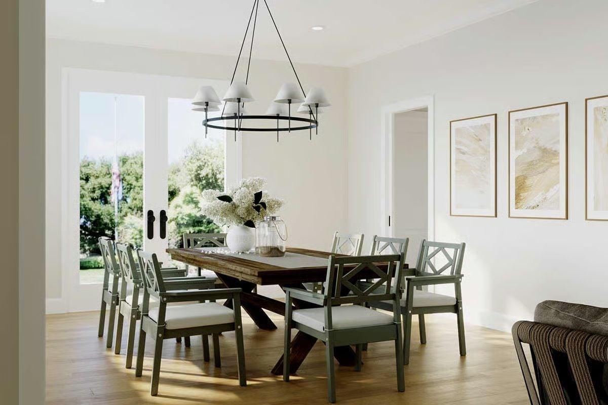 Sage Chairs and a Trestle Table Make Farmhouse Feel Grown-Up