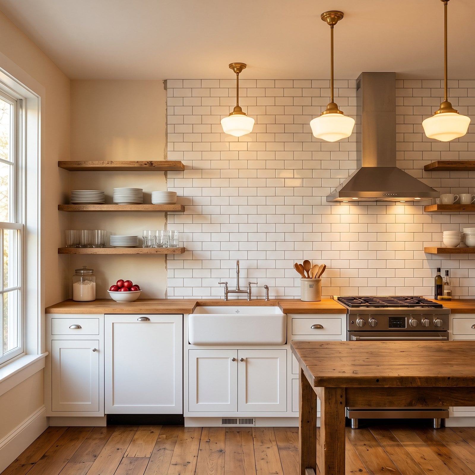Open Shelves Hung on Bare Drywall
