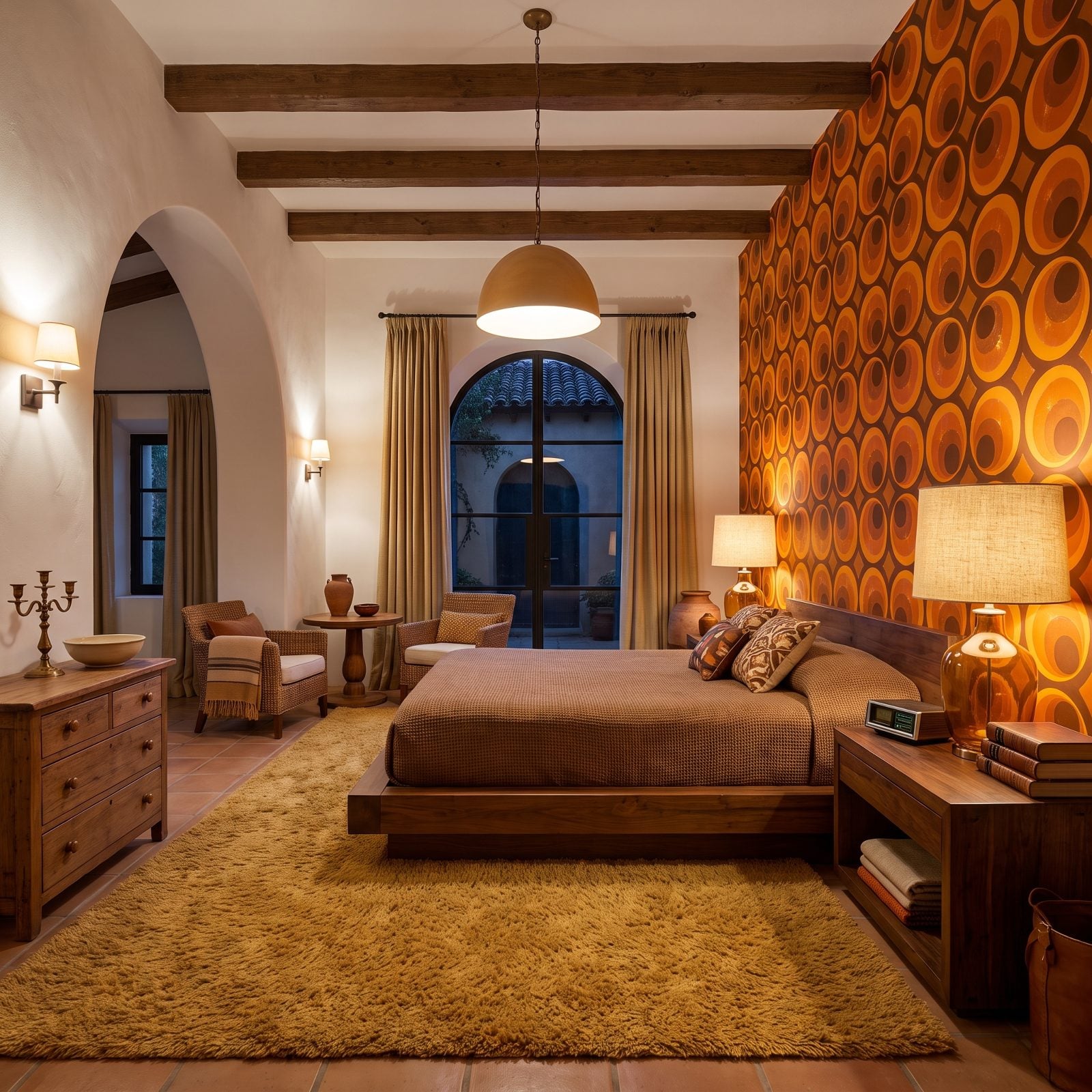 Orange-and-Brown Geometric Wallpaper That Vibrated