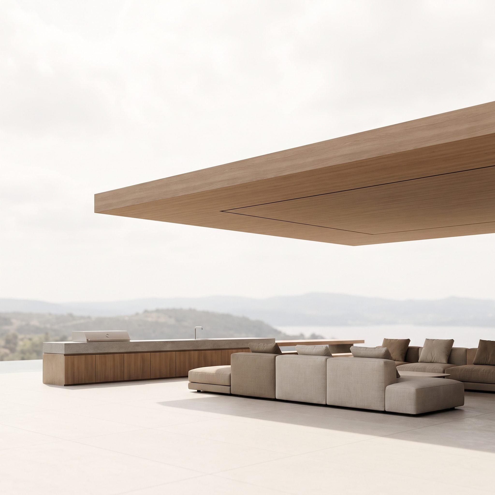 The Outdoor Lounge Beneath a Floating Roof