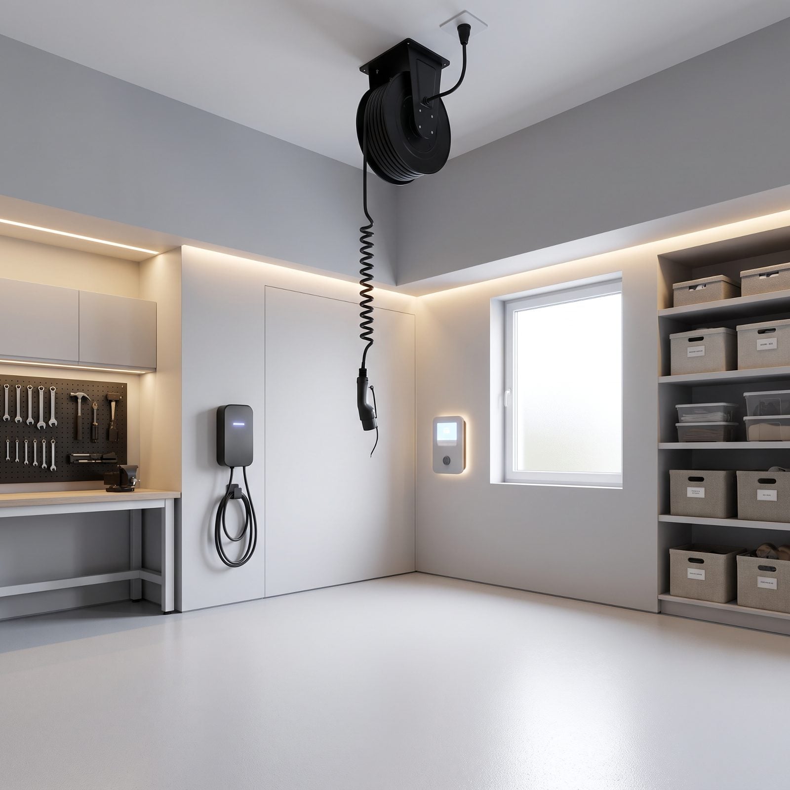 An Overhead EV Cable That Keeps the Cord Off the Floor