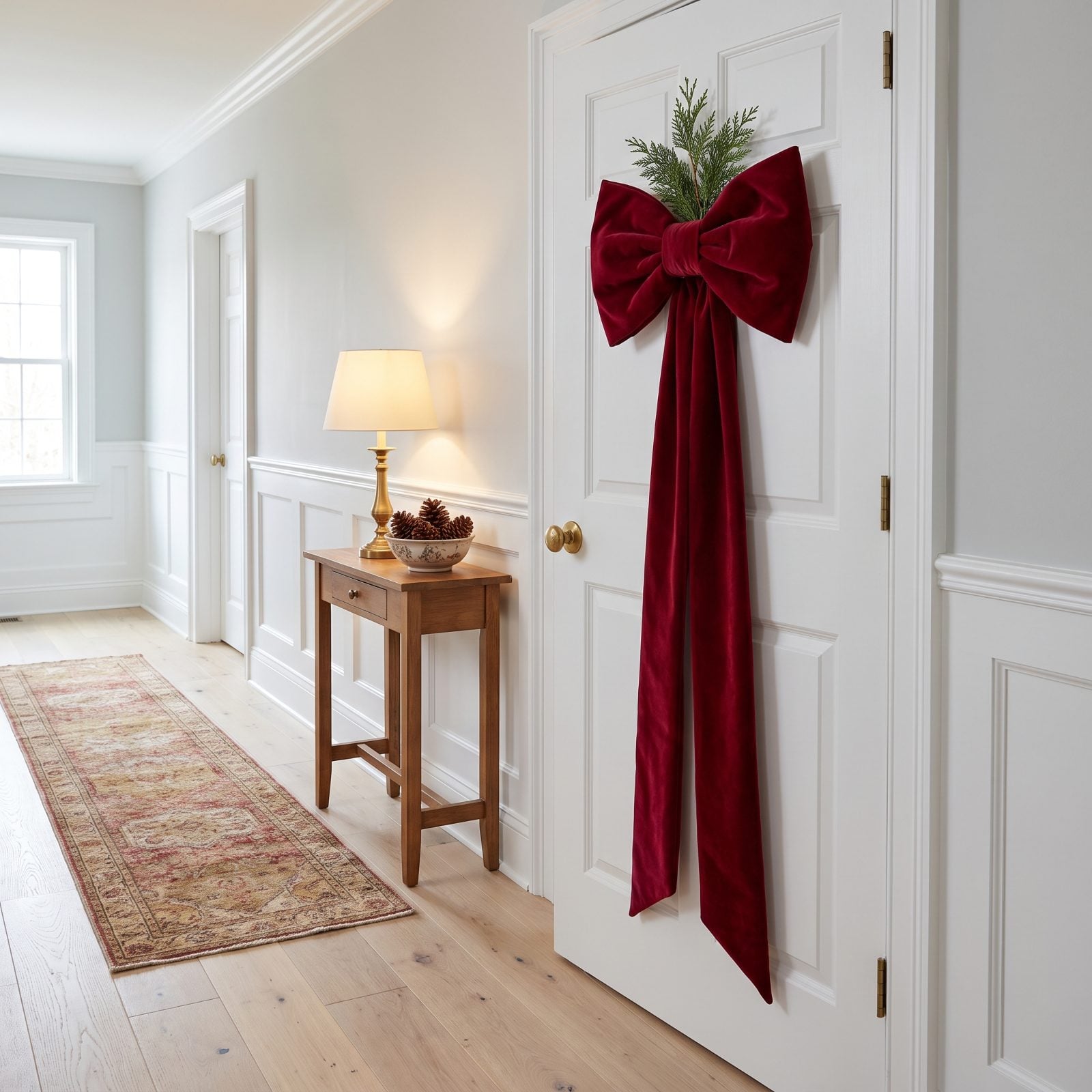 An Oversized Bow Transforming a Plain Interior Door
