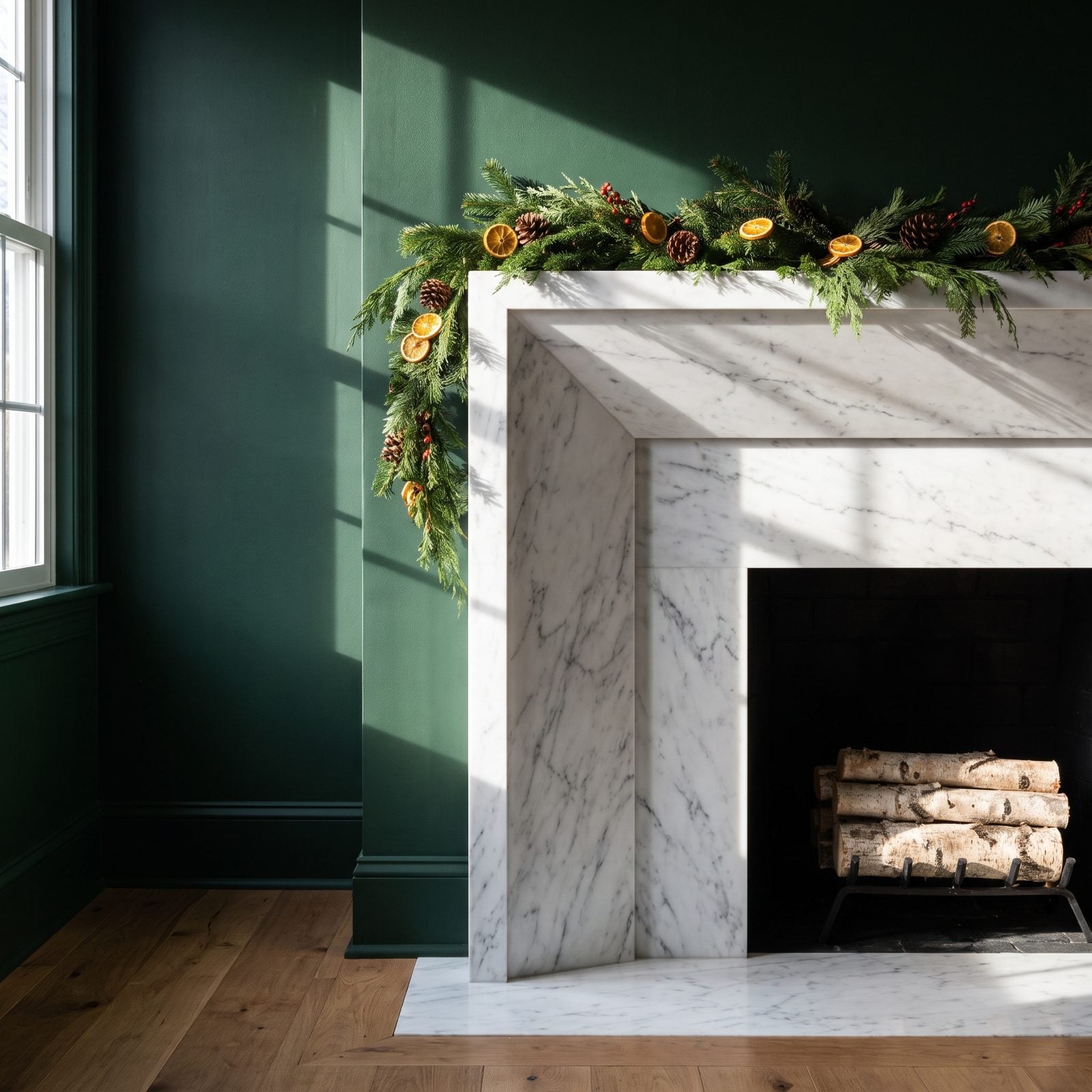 Paint the Fireplace Wall a Deep Contrasting Color