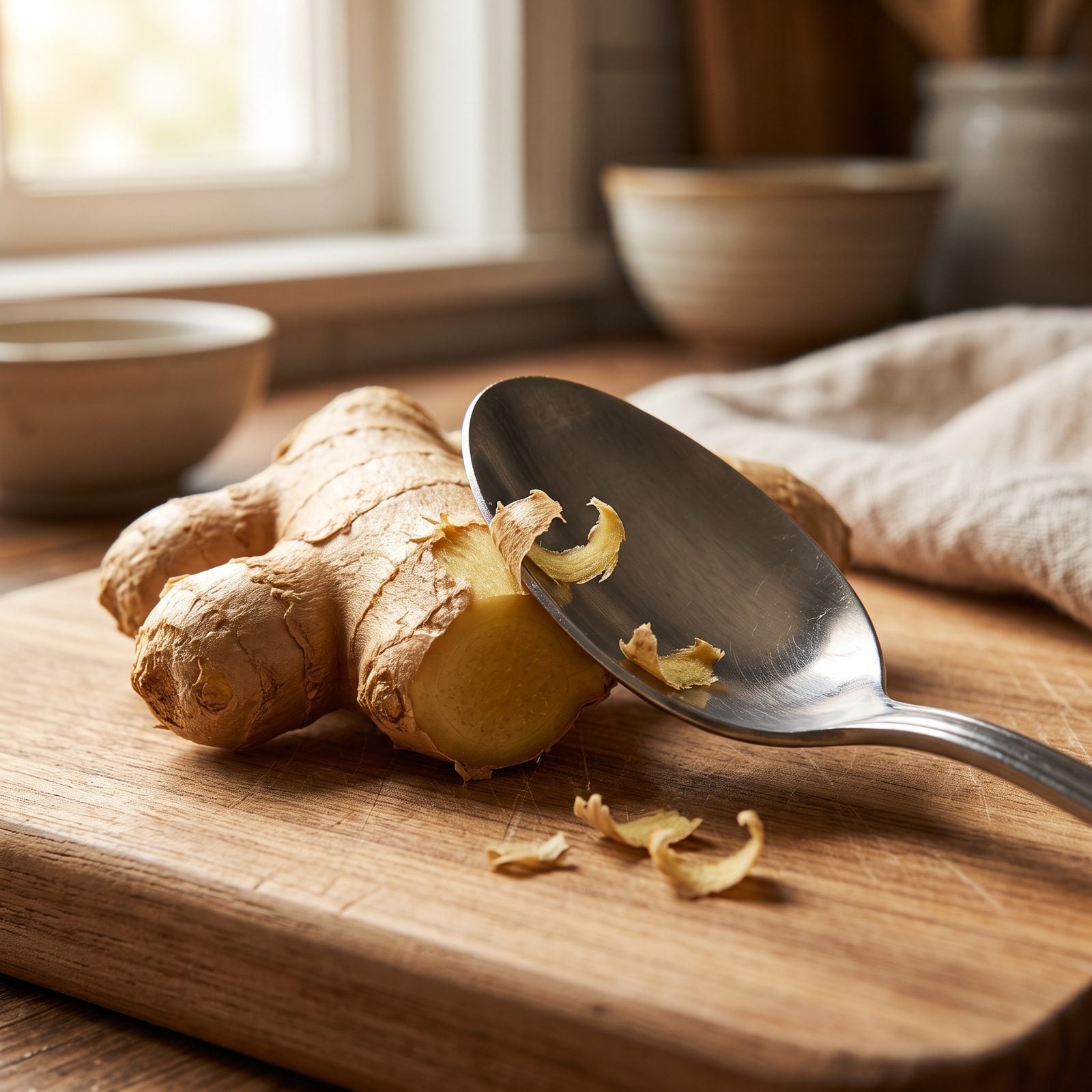 Peel Fresh Ginger With the Edge of a Teaspoon