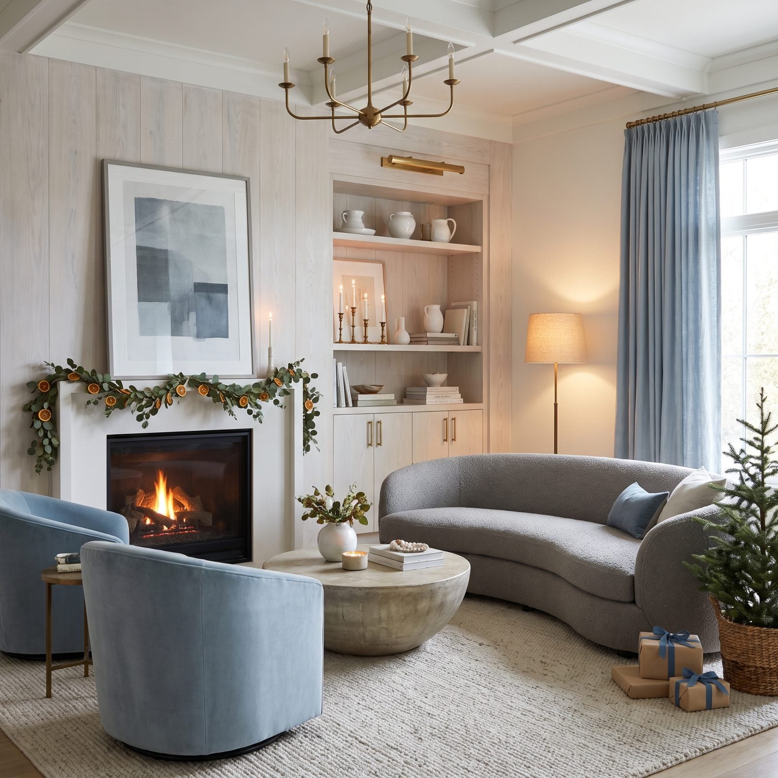 Pewter and Cloud Blue: A Cool Minimalist Christmas That Still Feels Warm
